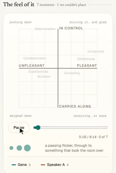 Emotion map on mobile replaying how a conversation felt, moment by moment, for two anonymous speakers